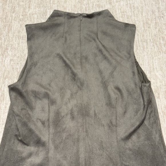 Large J.McLaughlin sheath Delmar faux suede fitted dress olive green women's - Picture 4 of 6